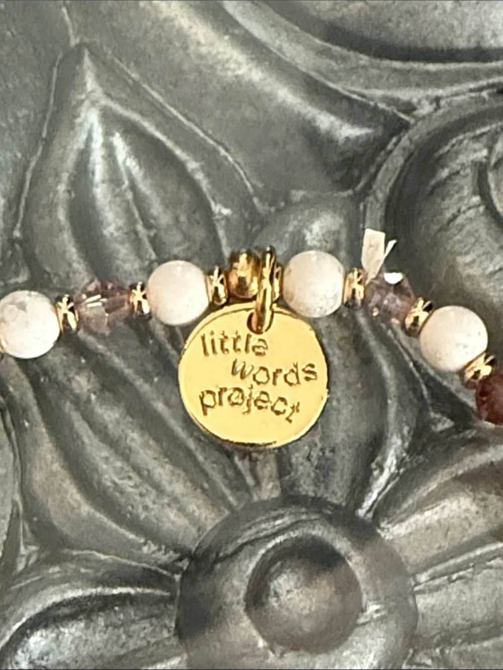 Little Words Project CLE Cleveland Beaded Bracelet in White and Purple
